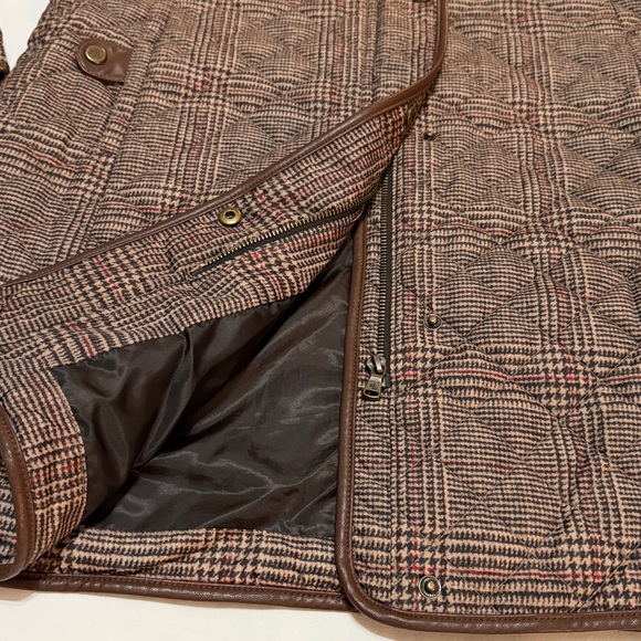Lauren Ralph Lauren Brown Plaid Hooded Quilted Jacket M - Picture 11 of 14